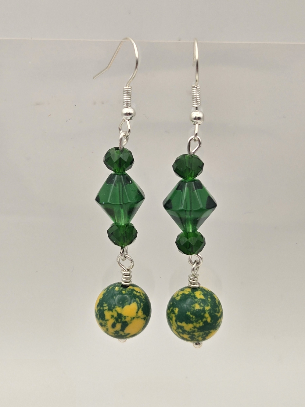 Green & Yellow Bead Drop Earrings - Women Jewelry